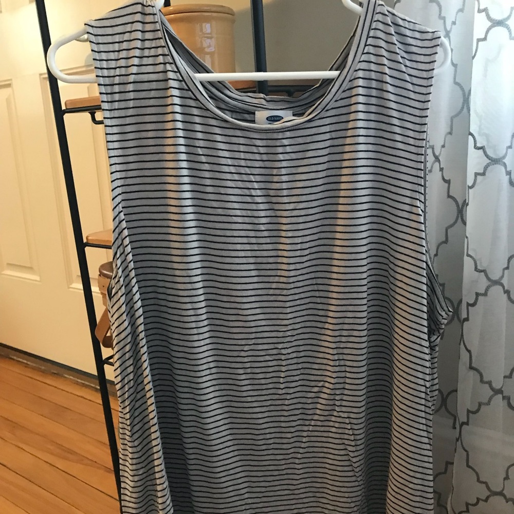 Cream striped tank top with open back